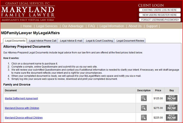 Home Page for www.mdfamilylawyer.com